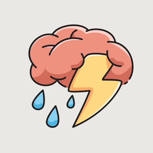 一个头脑风暴的抽象概念 雷雨交加的大脑 — 图库矢量图片
