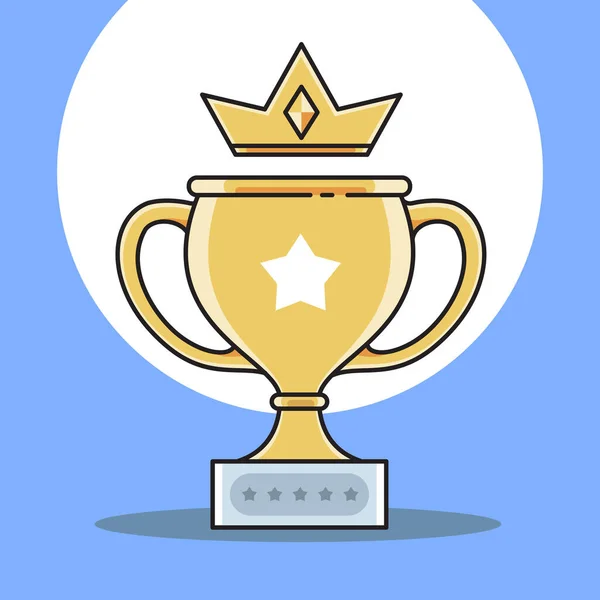 Troféu Dourado Com Uma Coroa Cima Ilustração Vectorial Isolada —  Vetores de Stock