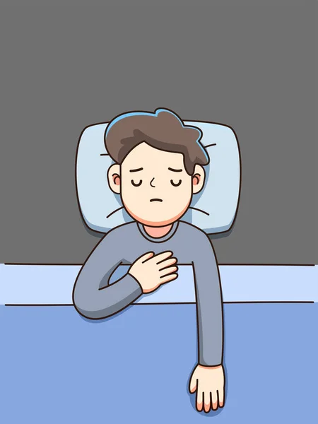 Man Feeling Unwell His Bed Isolated Vector Illustration — Stock Vector