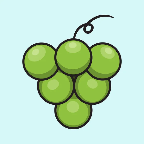 Świeże Zielone Winogrono Izolowana Ilustracja Wektora — Wektor stockowy