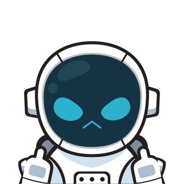Bir astronot Orta Parmaklarını gösteriyor. İzole Vektör İllüstrasyonu