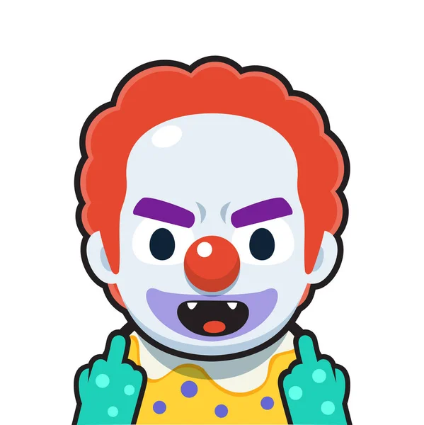 Clown Effrayant Montre Des Doigts Milieu Illustration Vectorielle Isolée — Image vectorielle