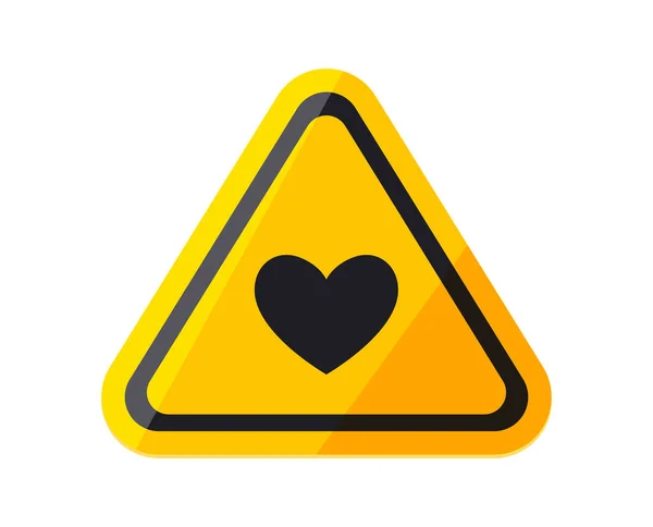 Предупреждающий Знак Сердца Изолированная Векторная Иллюстрация — стоковый вектор