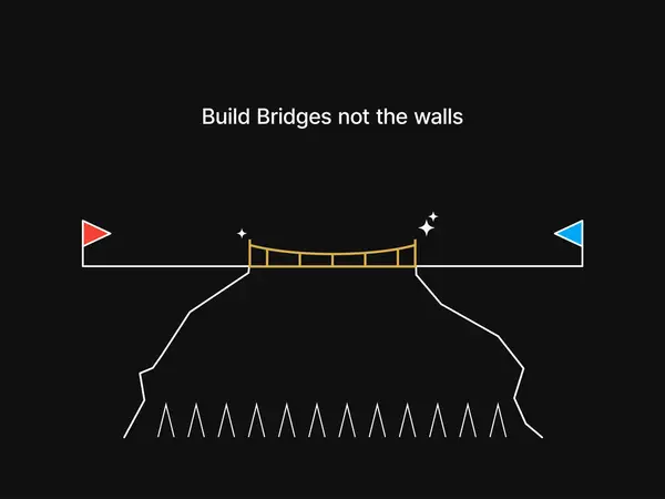 Gráfico Motivación Simple Sobre Fondo Oscuro Construir Puente Pared Ilustraciones de stock libres de derechos