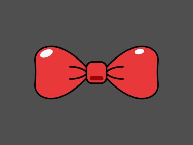 Gri arka planda kırmızı bir papyon. İzole Vektör illüstrasyonu