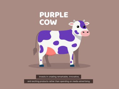 Mor benekli bir inek. İzole Vektör illüstrasyonu