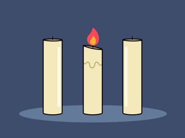 Üç mum hakkında bir resim ama sadece birinde ateş var..