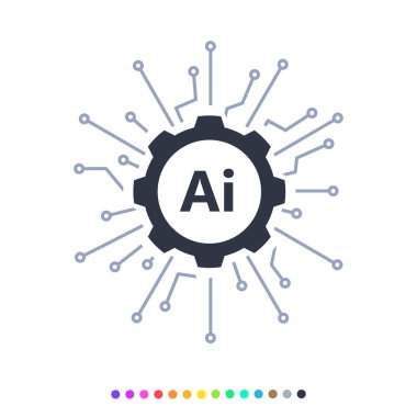 Devre çizgileri ve metin ai ile donanımın kavramsal bir işareti. Vektör İllüstrasyonu