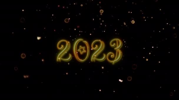 Червоні Лінії Вогню Сині Лінії Блискавки Показують Число 2023 Рухається — стокове відео