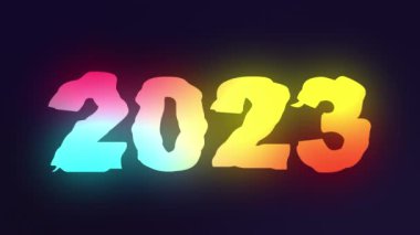 2023 Yeni Yıl SMS ateş animasyonu ve karanlık bir arka planda kıvılcımlar. Kusursuz 4K döngü video canlandırması.