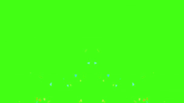 Confetti爆炸和落在彩色键绿色屏幕背景与Luma Matte包装 五彩斑斓的科菲蒂3D动画落在绿色屏幕上 庆祝假日的概念 — 图库视频影像