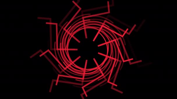 Τεχνολογία Βρόχου Κίνησης Δείχνει Κόκκινες Γραμμές Φωτός Κινούνται Κυκλικά Κύματα — Αρχείο Βίντεο