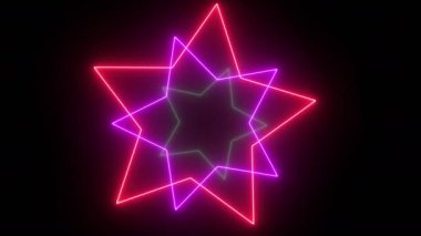 Renkli yıldızlar koyu arkaplanda ışık tüneli animasyonu. 4K Kusursuz Döngü Hareketi Arkaplan Canlandırması.