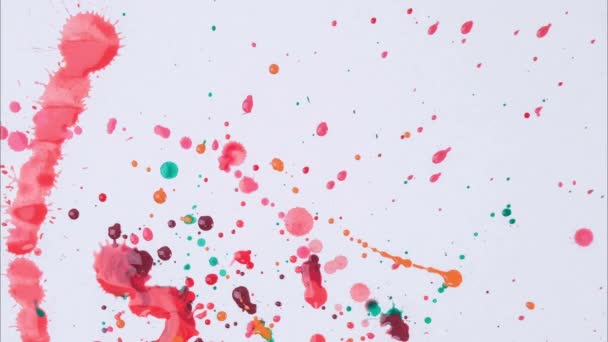 Soyut Renkli Suluboya Fırça Darbeleri Beyaz Kağıt Üzerinde Fırça Sallayan — Stok video