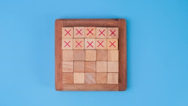 Stop Motion Animation Wooden Game Board Tic Tac Toe Turning — Stock Video