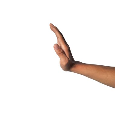 Adamın eli beyaz arkaplanda izole.