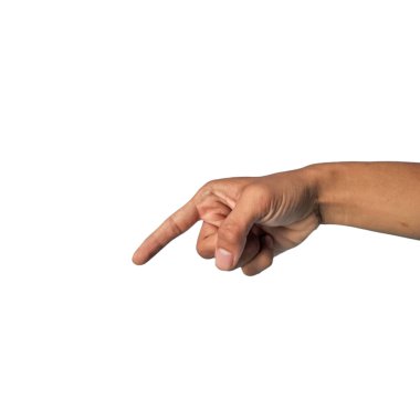 Erkekler el işaretleriyle beyaz arkaplanda izole edilmiş parmakla