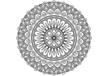 Soyut mandala deseni. Geometrik şekil. Sıra dışı çiçek şekli. Duvar kağıdı, gömlek, fayans, Henna, Mehndi, dövme, dekorasyon için tasarlanmış. Etnik doğu tarzında dekoratif süs.