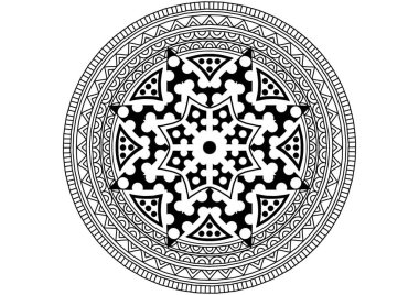 Soyut mandala deseni. Geometrik şekil. Sıra dışı çiçek şekli. Duvar kağıdı, gömlek, fayans, Henna, Mehndi, dövme, dekorasyon için tasarlanmış. Etnik doğu tarzında dekoratif süs.