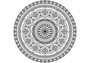 Soyut mandala deseni. Geometrik şekil. Sıra dışı çiçek şekli. Duvar kağıdı, gömlek, fayans, Henna, Mehndi, dövme, dekorasyon için tasarlanmış. Etnik doğu tarzında dekoratif süs.