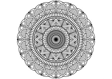 Soyut mandala deseni. Geometrik şekil. Sıra dışı çiçek şekli. Duvar kağıdı, gömlek, fayans, Henna, Mehndi, dövme, dekorasyon için tasarlanmış. Etnik doğu tarzında dekoratif süs.