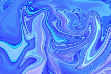 Değişken renklerin ve sanatsal formların dinamik enerjisini soyut mavi ve beyaz boya girdaplarında ortaya çıkarıyor.