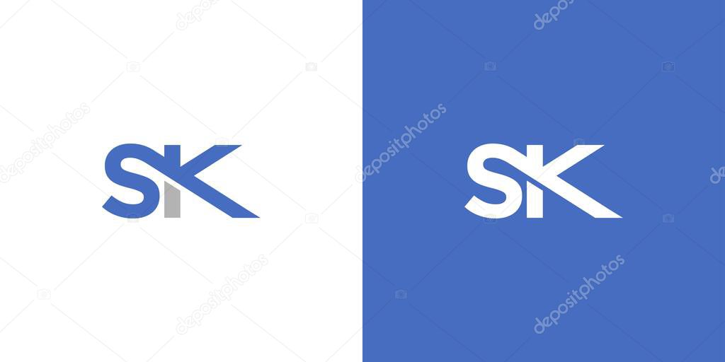 Modern and strong letter SK initials logo design