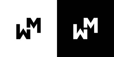 Modern ve güçlü harf WM baş harfleri logo tasarımı