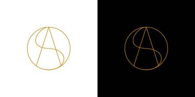 Modern ve lüks AS harfi ilk logo tasarımı