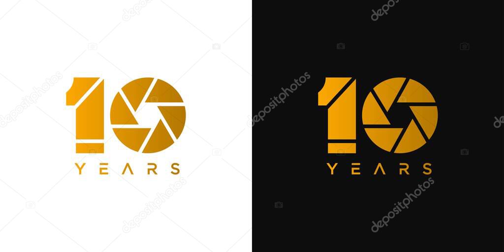 Unique and modern logo design for celebrating 10 years of photography