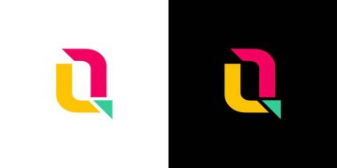 Modern ve renkli harf Q harflerinin baş harfleri logo tasarımı