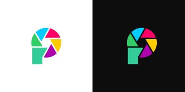  Eşsiz ve modern P Fotoğraf logosu tasarımı