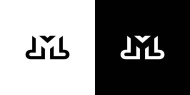 Modern ve benzersiz harf M harflerinin baş harfleri logo tasarımı