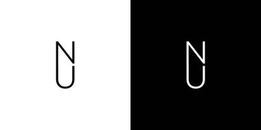 Basit ve modern harf NU baş harfleri logo tasarımı