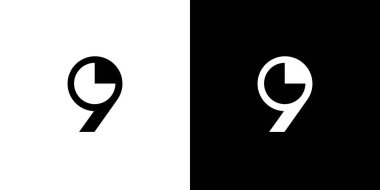Basit ve modern 9 numaralı logo tasarımı