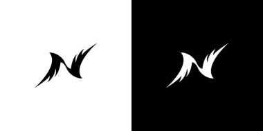 Kuş kanadı N logosu tasarımı benzersiz ve modern