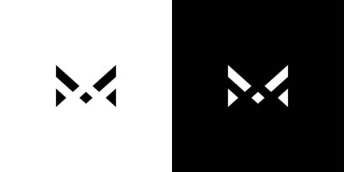 Siyah ve Beyaz Arkaplan Üzerine Soyut Geometrik M Logo Tasarımı