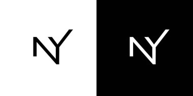 Siyah ve Beyaz Arkaplan Üzerine Minimalist NY Logo Tasarımı