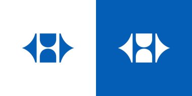 Soyut Mavi ve Beyaz Geometrik H Logo Tasarımı Arkaplanı Ayırma Üzerine