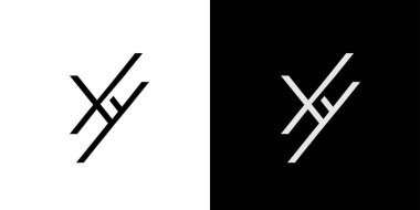 Modern Minimalist Soyut XY Logo Tasarımı Siyah ve Beyaz