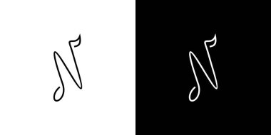Eşsiz ve zarif N baş harfleri müzik logosu tasarımı