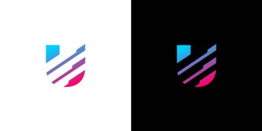 Modern ve benzersiz harf U harfinin baş harfleri logo tasarımı