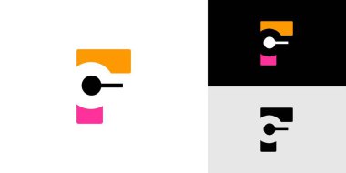 Modern ve eşsiz ilk F saat logosu tasarımı