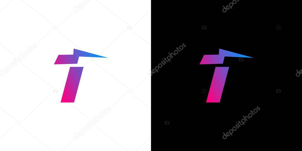 Unique and modern thunder T logo design