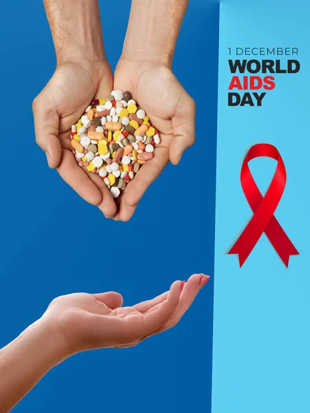 Dünya AIDS Günü vesilesiyle ilaç almanın önemine ilişkin farkındalığı artırmak için dergi tasarımı veya broşür kapağı