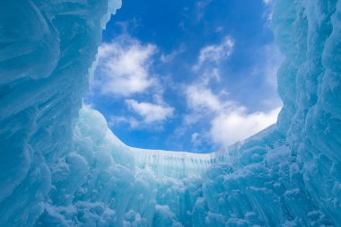 The festival of ice at a lake in Hokkaido.