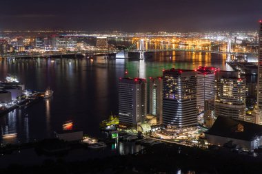 Tokyo, Japonya 'nın gece manzarası.