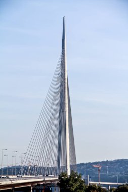 Belgrad 'daki köprü, pilon köprüsü, yeni inşaat.