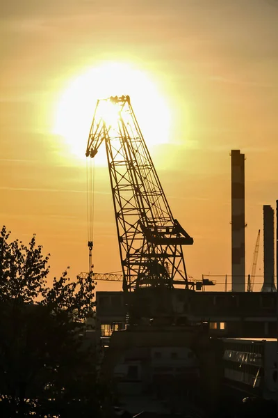 silhouette of a industrial crane