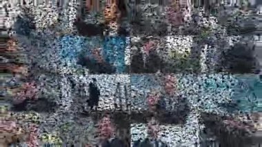 Kentteki genç bir iş adamının birçok resmini içeren animasyon kolajı. Kurulum ekranı. Genç ve başarılı bir iş adamı.